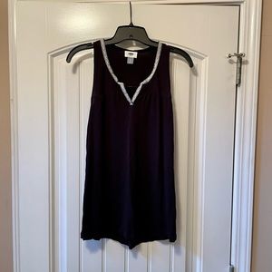 Old Navy, Small, Black tank with white geometric trim
